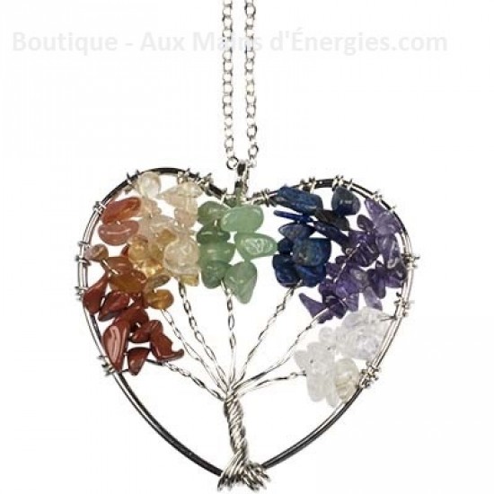 TREE OF LIFE NECKLACE WITH CHAIN - HEART SHAPED PENDANT.
